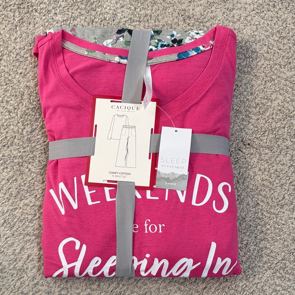 Cacique Hot Pink 'Weekends' Graphic Sleep Set